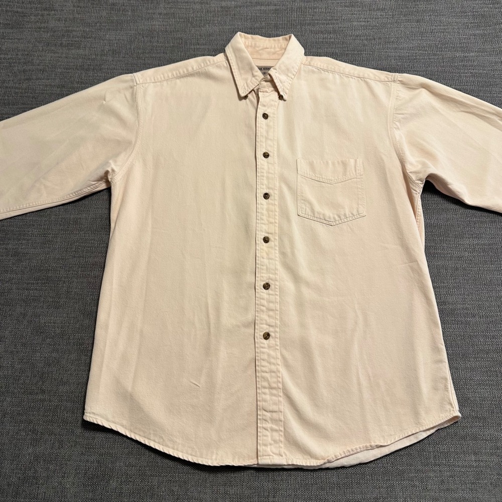 High Sierra Button Down Shirt Mens Medium Tan Cotton Canvas Long Sleeve